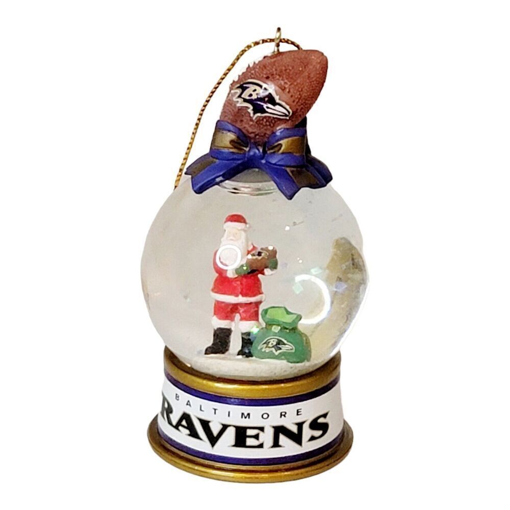 Baltimore Ravens Tree Ornaments Danbury Mint Christmas Snow Globes 3.25" Tall